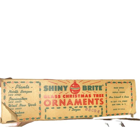 Vintage Shiny Brite Ornaments Red With Original Box - Picture 5 of 9